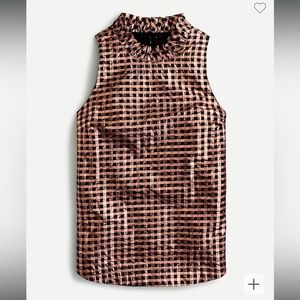 J.Crew Ruffleneck sleeveless top in Lurex® crinkle gingham Party Top XS NWT